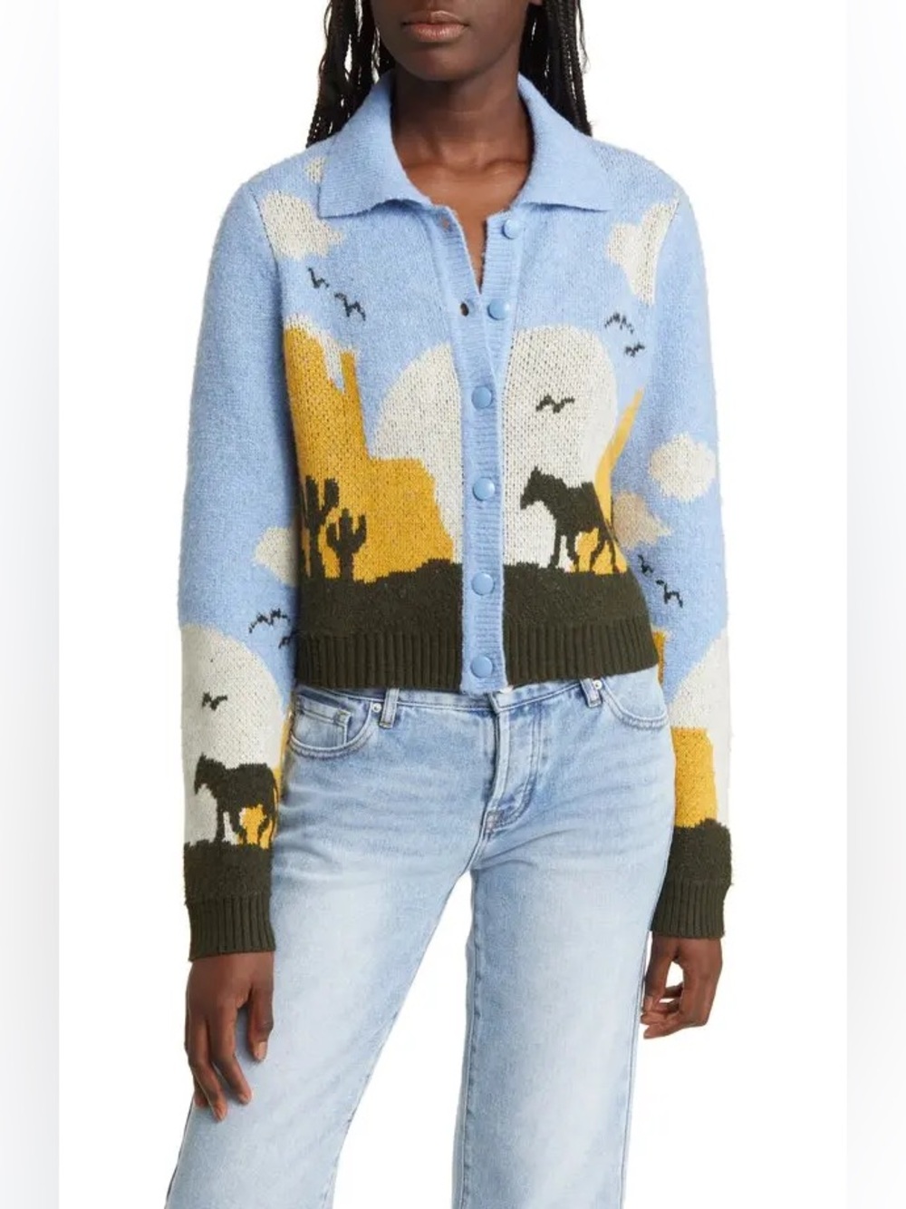 Taelynn Western Horse Cardigan Sweater Large - Picture 4 of 13